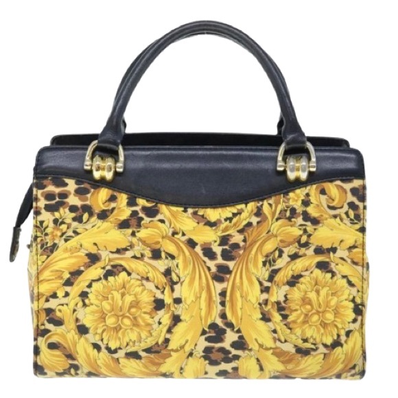 Gianni Versace Animalier Barocco Leopard Medallion Top Handle Vintage COA 90s - Picture 3 of 12